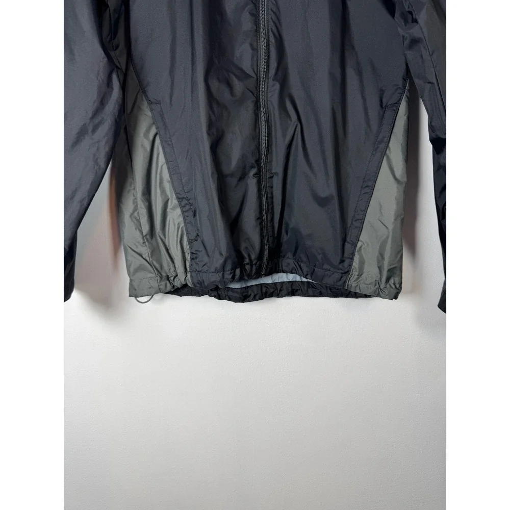 Gorpcore Columbia Mens Small Windbreaker Jacket Black Grey Hooded Full Zip‎